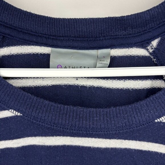 ATHLETA Pullover Women Small Blue White Stripe Round Neck Long Sleeve Stretch - Picture 5 of 5